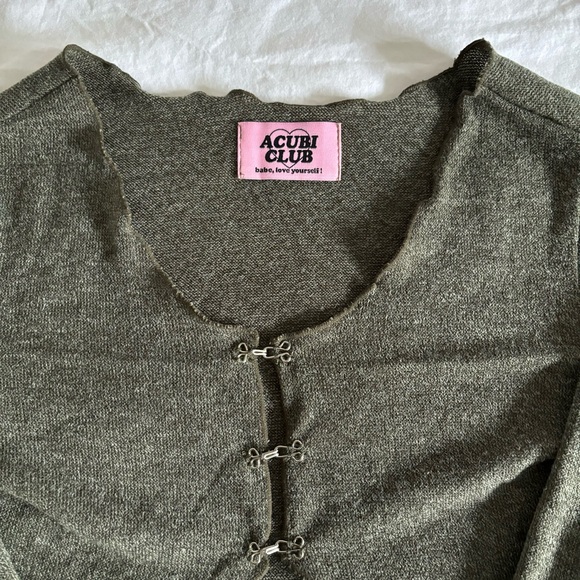 acubi club hook cardigan khaki green - Picture 3 of 7